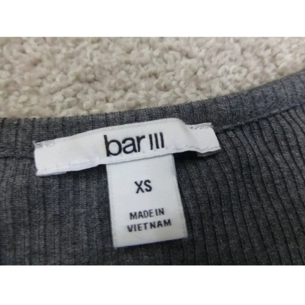 Bar III Short Sleeve Ribbed Fit & Flare Grey Dress